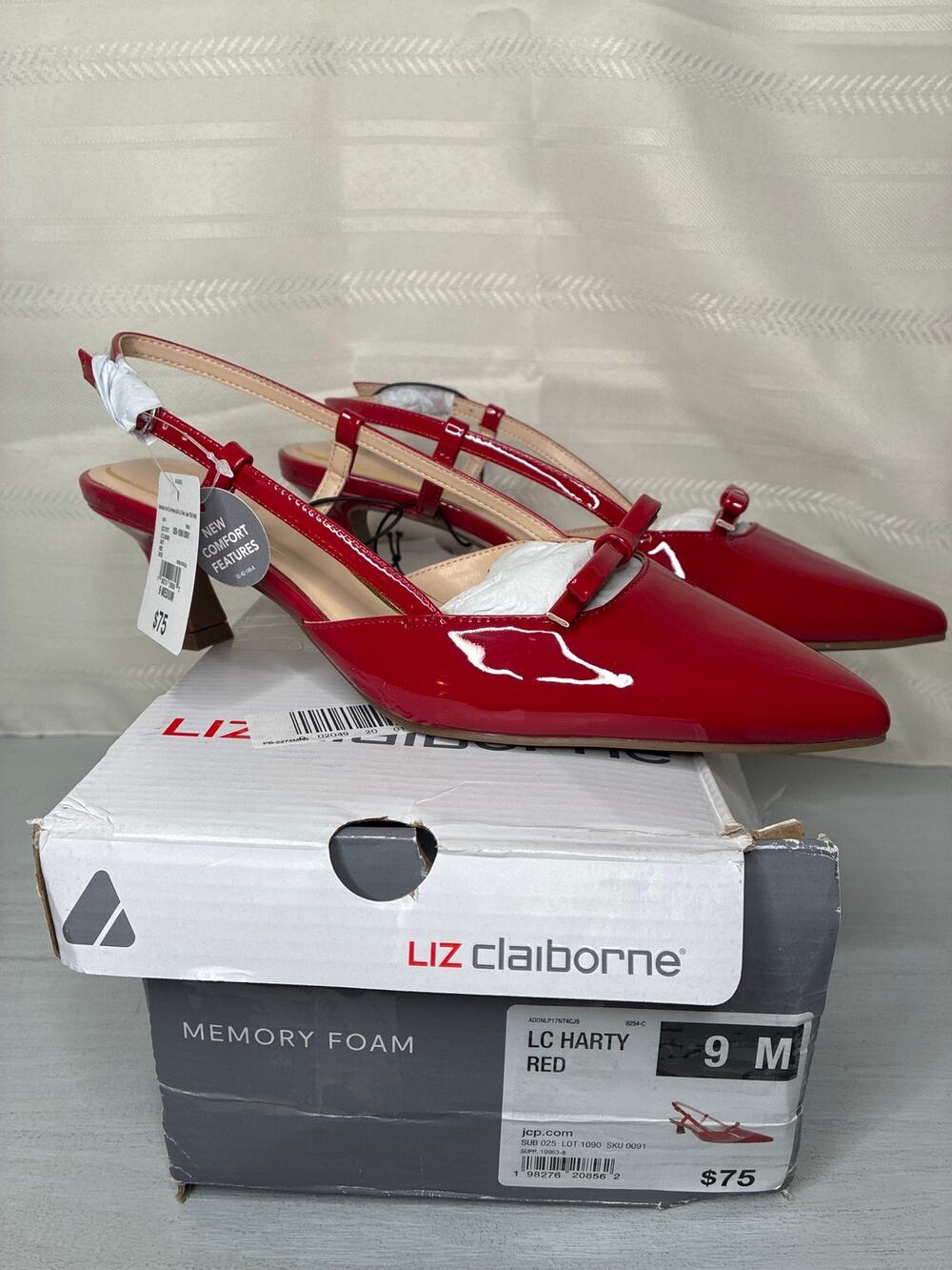 Liz Claiborne Harty Womens Pointed Toe Cone Heel Pumps Red Size 9 M